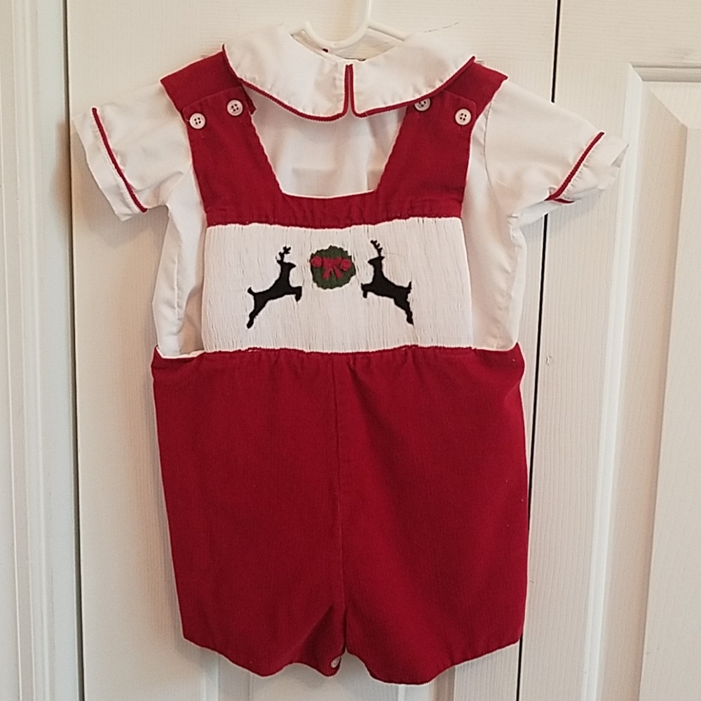 Boy's Smocked Christmas Romper